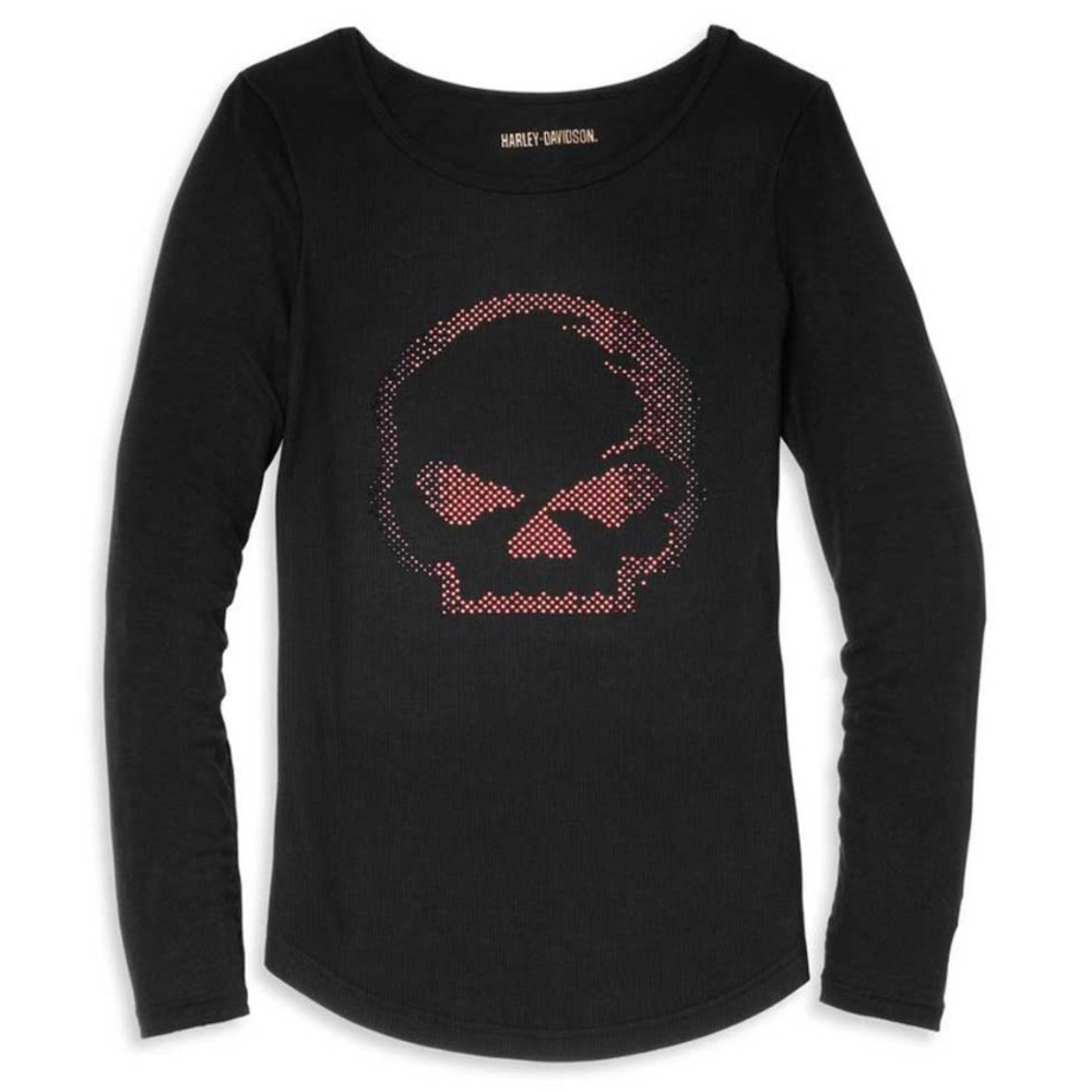 Harley-Davidson Rhinestone Willie G Skull Baseball Hem Tee